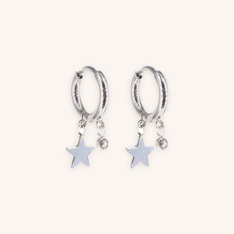 Boucles d'oreilles créoles star en acier - Zag Bijoux