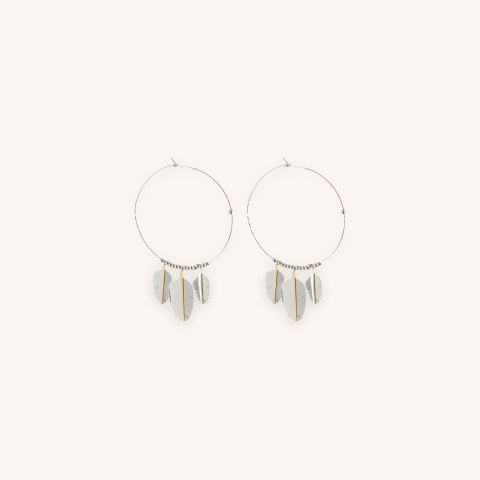 Multi-feather hoop earrings steel - Zag Bijoux