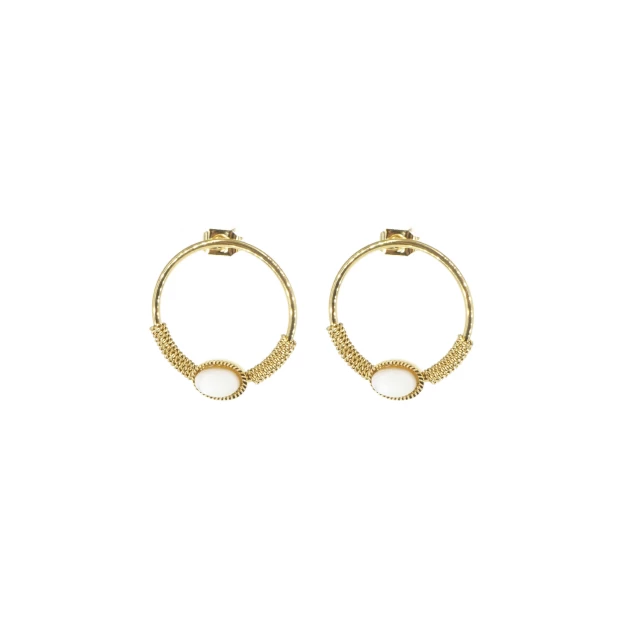 Circle stone earrings white...