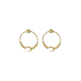 Circle stone earrings white steel gold - Zag Bijoux