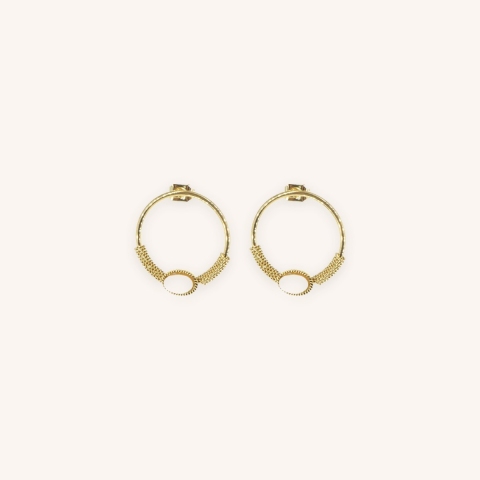 Boucles d'oreilles cercle stone blanc acier or - Zag Bijoux