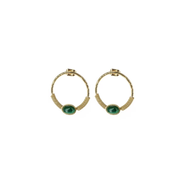 Circle stone earrings green...