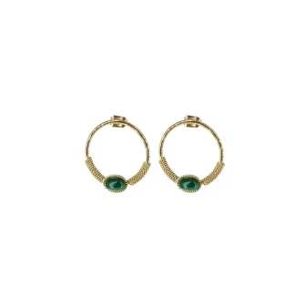 Circle stone earrings green steel gold - Zag Bijoux