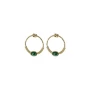 Boucles d'oreilles cercle stone verte en acier or - Zag Bijoux
