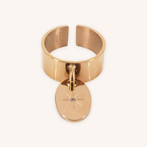 Star studded ring pink steel - Zag Bijoux