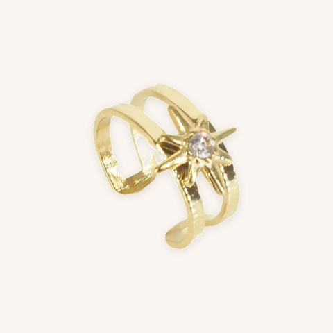 Bague d'oreille shiny star en acier or jaune - Zag Bijoux