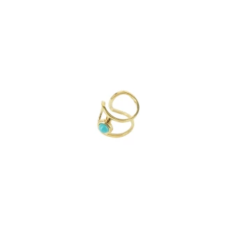 Turquoise steel gold ear cuff - Zag Bijoux
