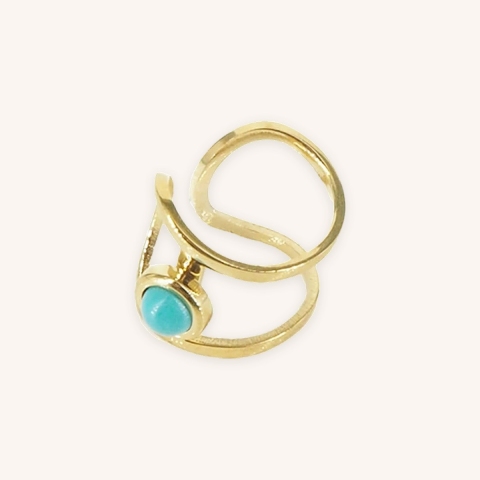 Turquoise steel gold ear cuff - Zag Bijoux