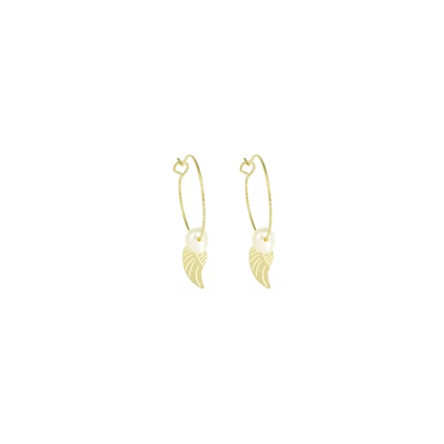 Wing hoop earrings in gold...