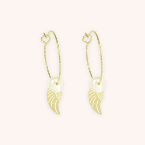 Boucles d'oreilles créoles aile en acier or jaune - Zag Bijoux