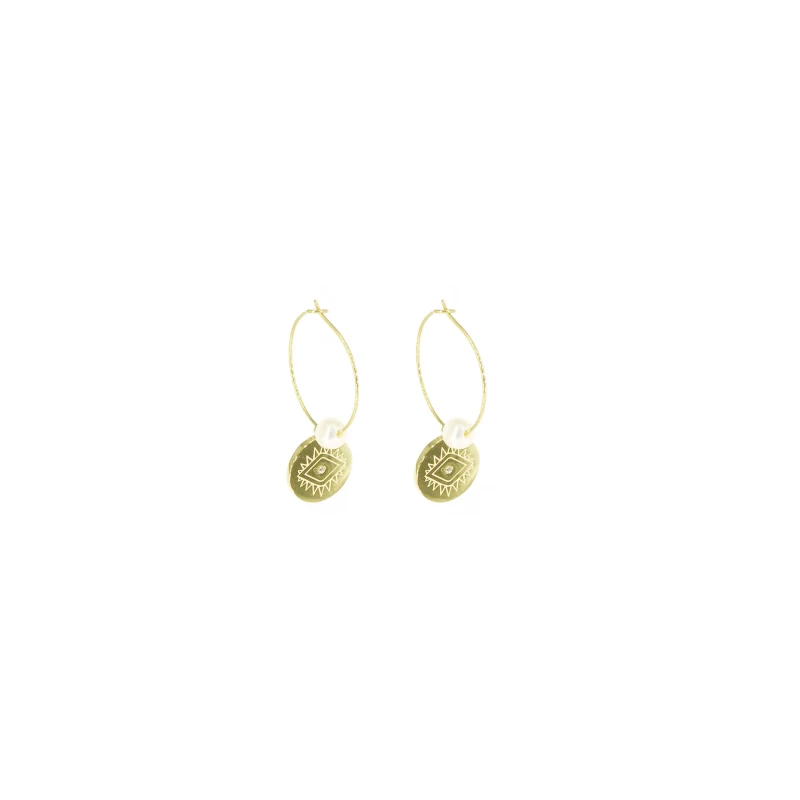 Creole eye earrings in yellow gold steel - Zag Bijoux