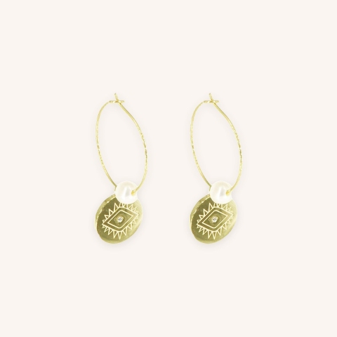 Creole eye earrings in yellow gold steel - Zag Bijoux