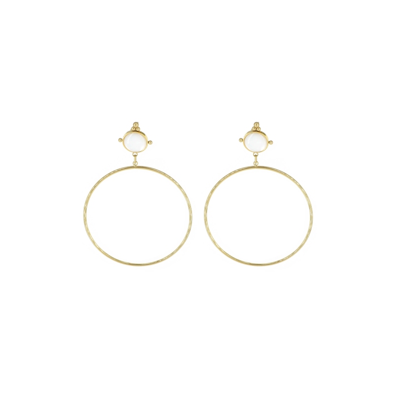 Mother-of-pearl circle earrings in gold steel - Zag Bijoux