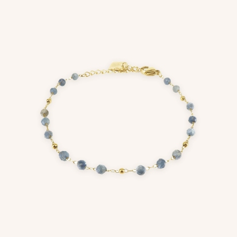 Bracelet stone bille sodalite en acier or jaune - Zag Bijoux