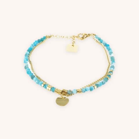 Bracelet stone pastille apatite en acier or - Zag Bijoux