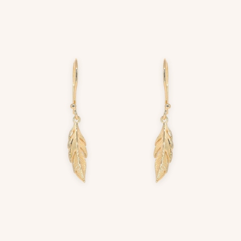 Boucles d'oreilles plume en plaqué or - Pomme Cannelle