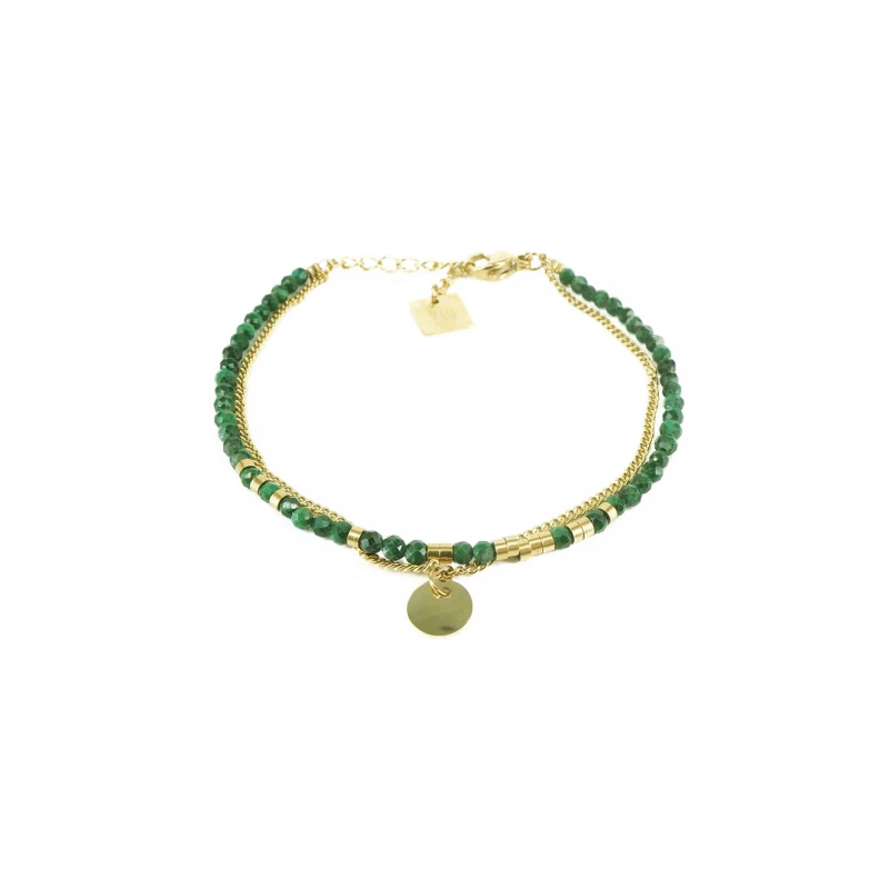 Chaîne de main bracelet bague acier inoxydable Malachite bijou