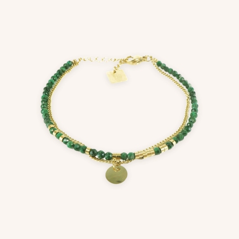Stone malachite pastille bracelet in gold steel - Zag Bijoux