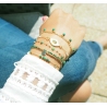 Bracelet stone pastille malachite en acier or - Zag Bijoux