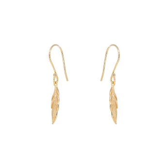 Long feather gold earrings - Pomme Cannelle
