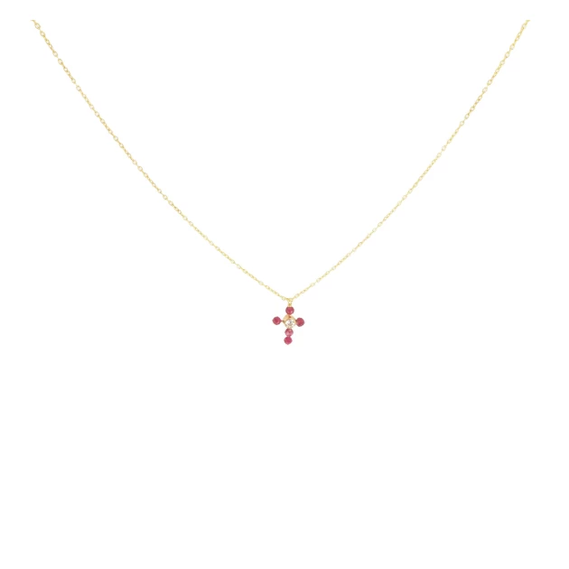 Collier mini croix rubis...