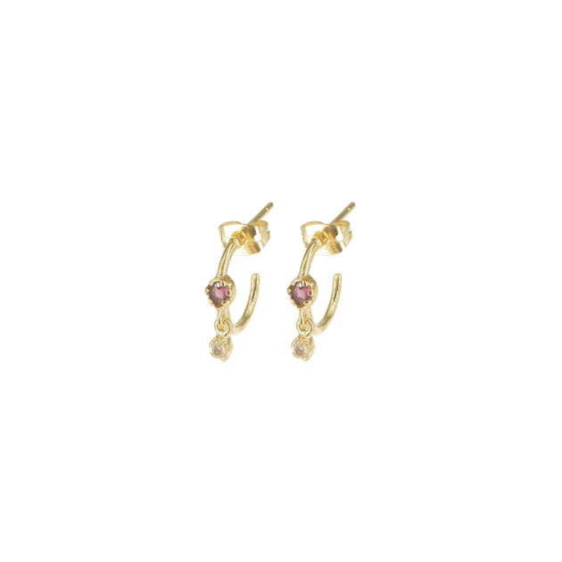 Gold amethyst hoop earrings...