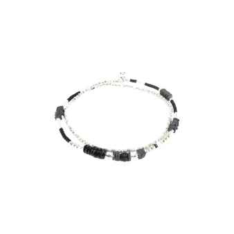 Elastic bracelet with black spinel rings - Doriane bijoux