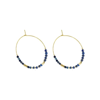 Boucles d'oreilles créoles lapis lazuli acier - Zag Bijoux