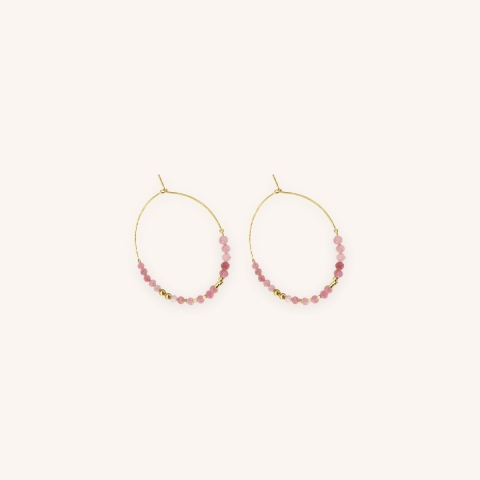 Boucles d'oreilles créoles tourmaline acier or - Zag Bijoux