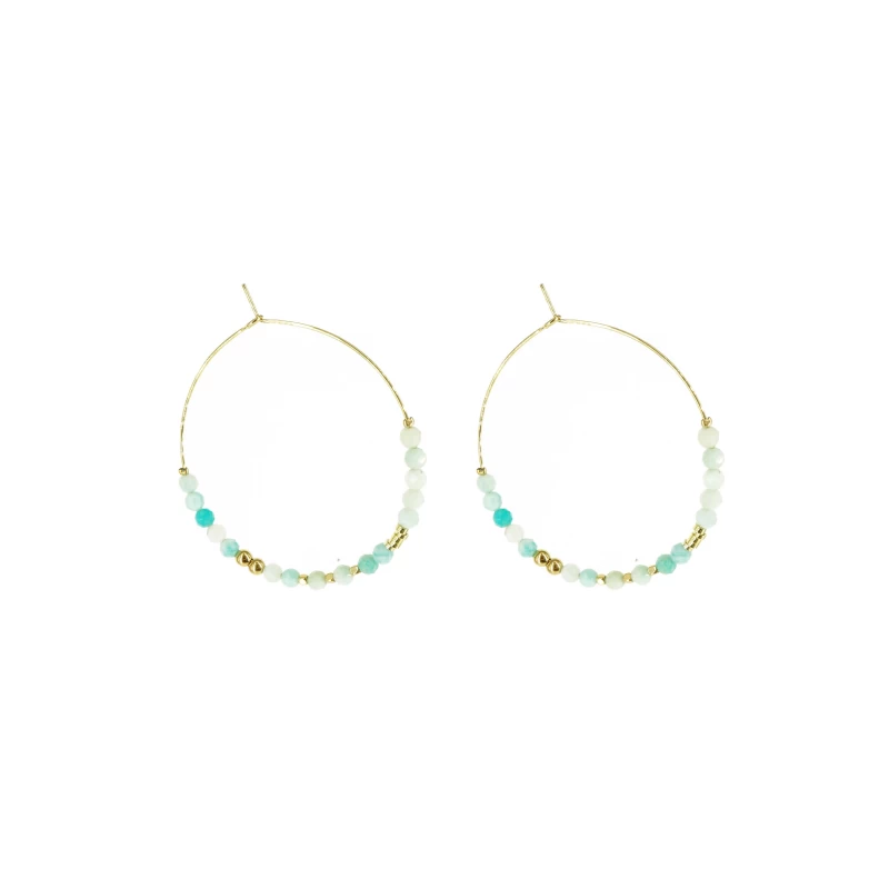 Stone amazonite hoop earrings- Zag Bijoux