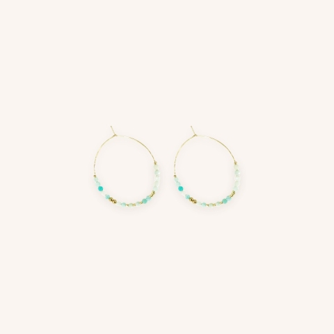 Stone amazonite hoop earrings- Zag Bijoux