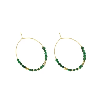 Stone malachite hoop earrings- Zag Bijoux