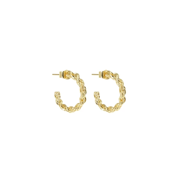 Gold braid hoop earrings -...