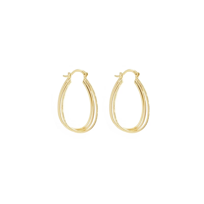 Gold 3D oval hoop earrings - Pomme Cannelle