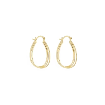 Gold 3D oval hoop earrings...