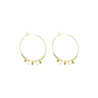 Gold pearl hoop earrings -...