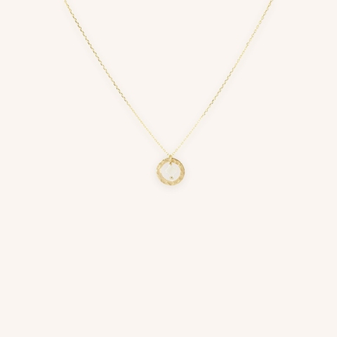 Mother-of-pearl clover circle necklace in gold - Pomme Cannelle