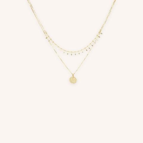 Collier épis pastille martelée plaqué or - Pomme Cannelle