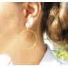 Boucles d'oreilles cercle nacre en acier or jaune - Zag Bijoux