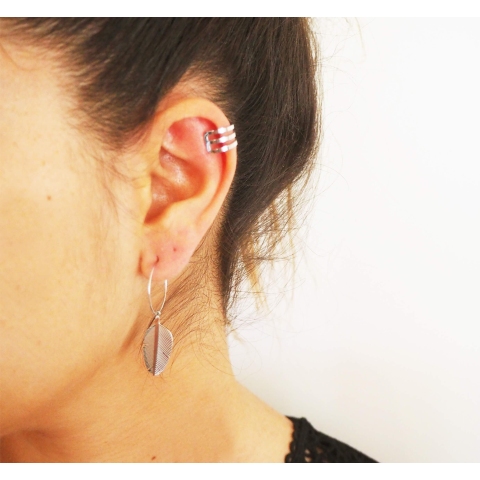 Bague d'oreille 3 rangs en acier - Zag Bijoux