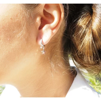 Boucles d'oreilles créoles star en acier - Zag Bijoux