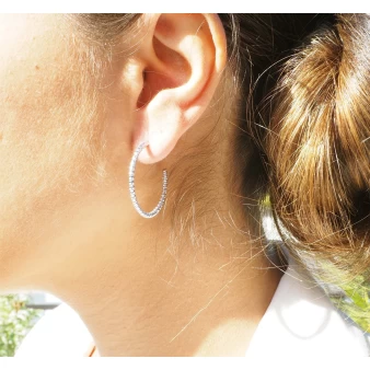 PM chiseled silver hoop earrings - Zag Bijoux