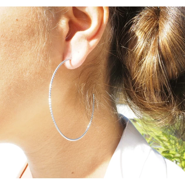 Créoles ciselées GM en acier en jaune - Zag Bijoux