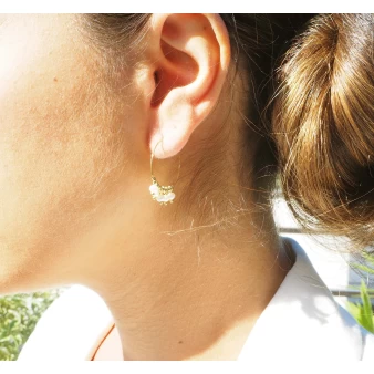 Boucles d'oreilles créoles Lina perle blanche - Zag Bijoux