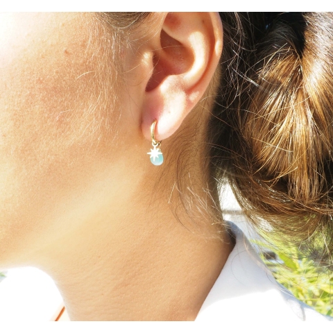 Boucles d'oreilles créoles boussole amazonite - Zag Bijoux