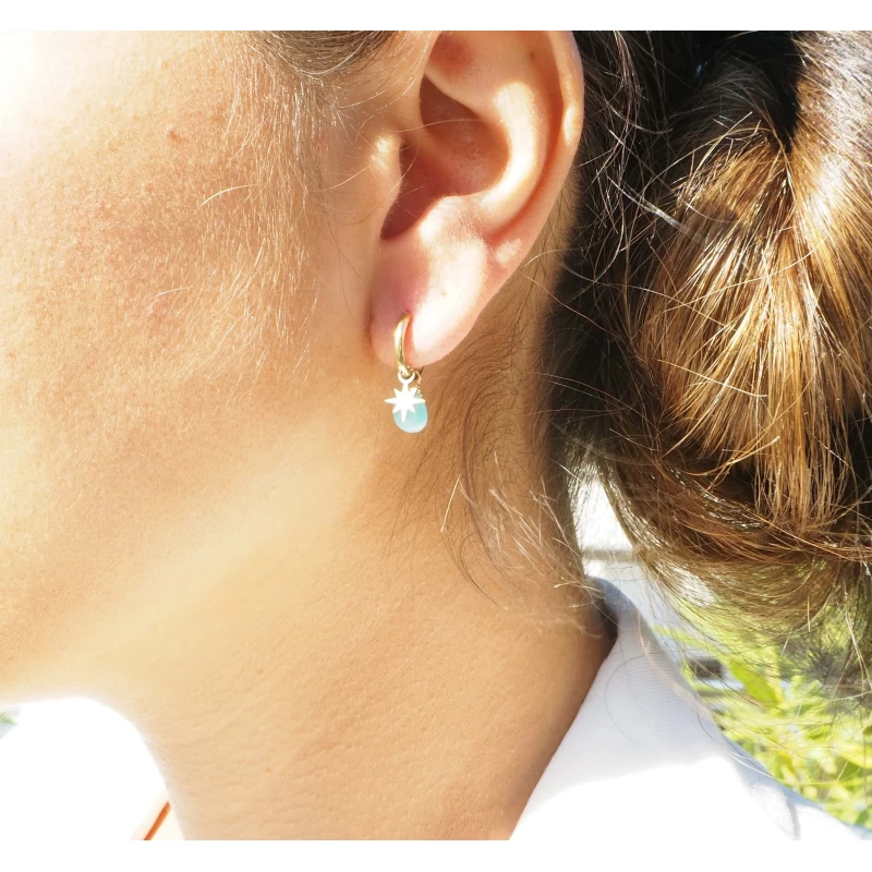 Lapis lazuli compass gold hoop earrings - Zag Bijoux Lapis lazuli compass gold hoop earrings - Zag Bijoux