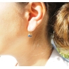 Boucles d'oreilles mini créoles lapis lazuli acier - Zag Bijoux