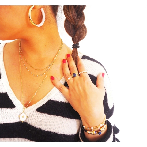 Boucles d'oreilles créoles acétate nacrées - Zag Bijoux