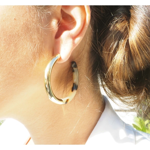 Boucles d'oreilles créoles acétate léopard - Zag Bijoux