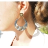 Boucles d'oreilles lune acétate marron acier - Zag Bijoux
